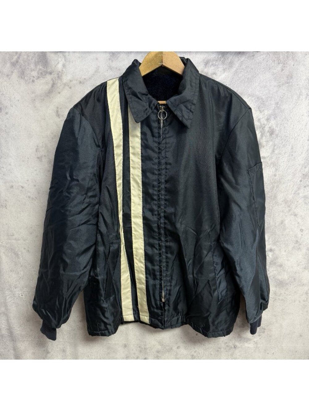 Vintage Mel Nick Racing Jacket Navy Blue Full Zip Lined Size Small